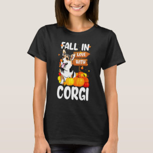 Fall In Love With Corgi Dog On Pumkin Halloween T-Shirt