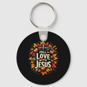 Fall In Love With Jesus Autumn Christian Thanksgiv Key Ring