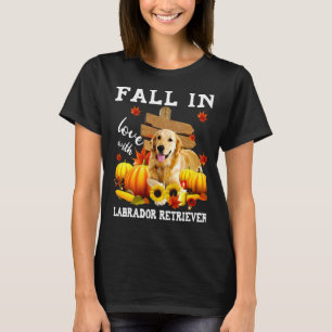 Fall In Love With Labrador Retriever Dog On Pumkin T-Shirt