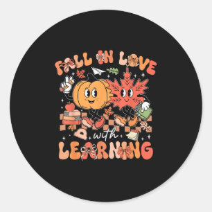 Fall In Love With Learning Autumn Fall Pumpkins An Classic Round Sticker