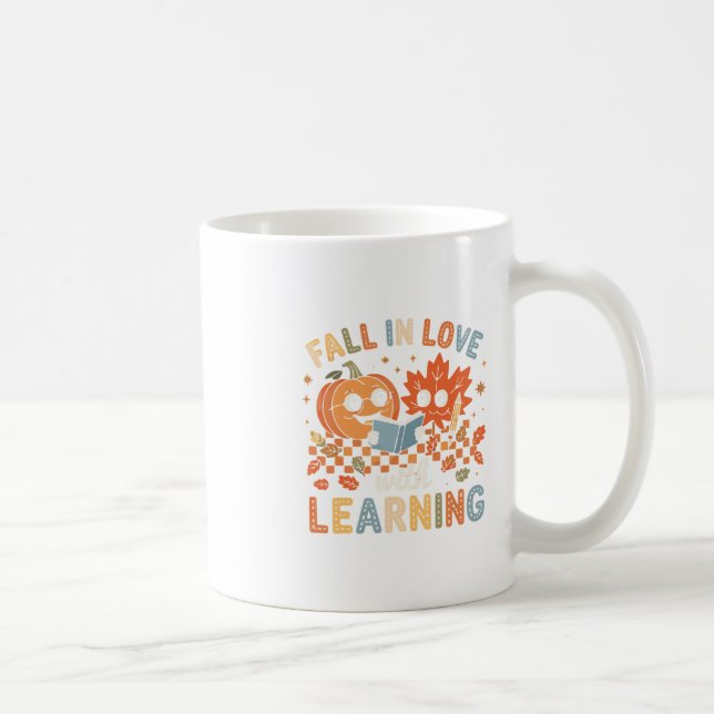 Fall In Love With Learning Autumn Pumpkin Teacher  Coffee Mug (Right)