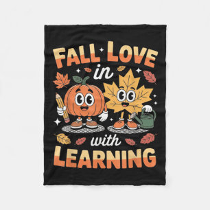 Fall In Love With Learning Autumn Pumpkin Teacher  Fleece Blanket