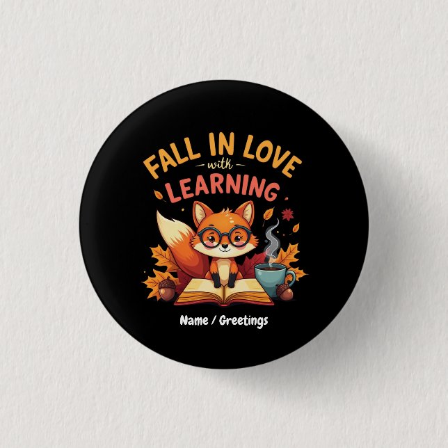 Fall in Love with Learning Funny Halloween Design  3 Cm Round Badge (Front)