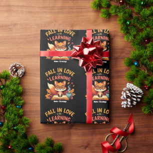 Fall in Love with Learning Funny Halloween Design Wrapping Paper