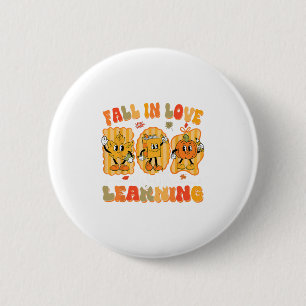 Fall In Love With Learning Funny Teacher Autumn Pu 6 Cm Round Badge