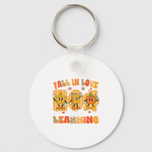 Fall In Love With Learning Funny Teacher Autumn Pu Key Ring