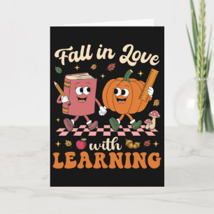 Fall In Love With Learning Retro Halloween Teacher Card