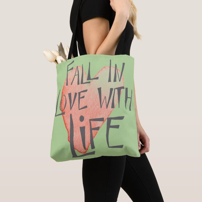 Fall in Love with Life Tote Bag (Close Up)