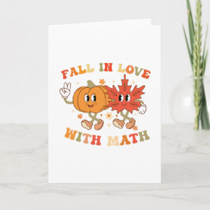 Fall In Love With Math Retro Thanksgiving Teacher Card