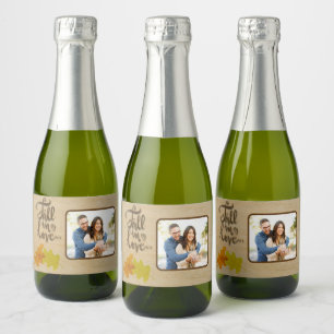 Fall In Love with Photo Autumn Theme Sparkling Wine Label