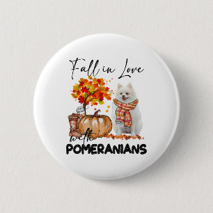 Fall In Love With Pomeranians Fall Pumpkin Thanksg 6 Cm Round Badge
