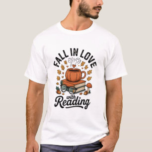 Fall In Love With Reading Autumn Librarian Book T-Shirt