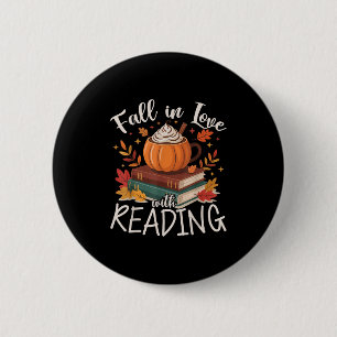 Fall In Love With Reading Autumn Librarian Cute Bo 6 Cm Round Badge