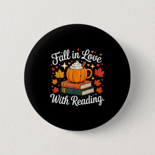 Fall In Love With Reading Autumn Pumpkin Mug Book  6 Cm Round Badge