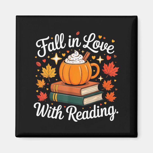 Fall In Love With Reading Autumn Pumpkin Mug Book  Magnet (Front)