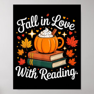 Fall In Love With Reading Autumn Pumpkin Mug Book Poster