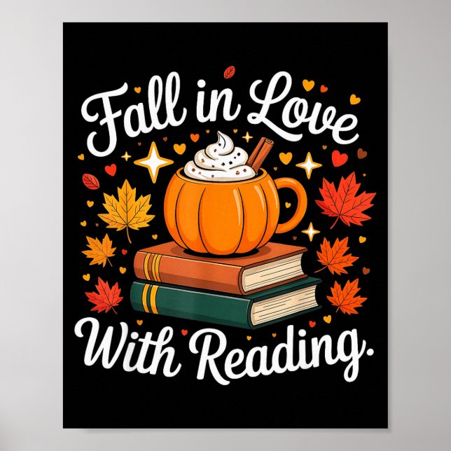 Fall In Love With Reading Autumn Pumpkin Mug Book  Poster (Front)
