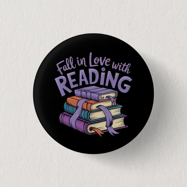 Fall in Love with Reading Cosy Books Autumn Vibes 3 Cm Round Badge (Front)