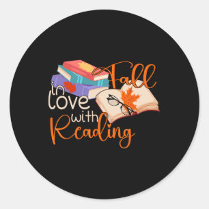 Fall In Love With Reading Fall Leaves Autumn Thank Classic Round Sticker