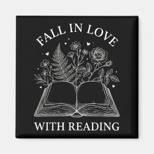 Fall In Love With Reading Floral Book Lover Valent Magnet