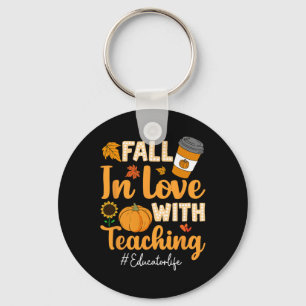Fall In Love With Teaching Educator Pumpkin Thanks Key Ring