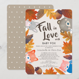 Fall in Love Woodland Animals Brown Shower by Mail Invitation