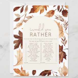 Fall In Love Would She Rather Baby Shower Game