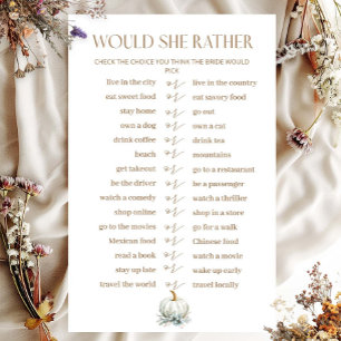 Fall In Love Would She Rather Bridal Game