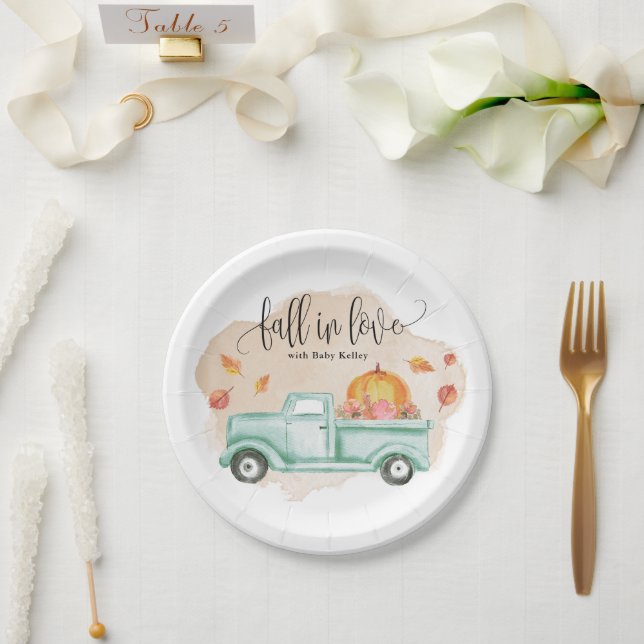 Fall in LoveFarm Truck Baby Shower Dessert Paper Plate (Wedding)