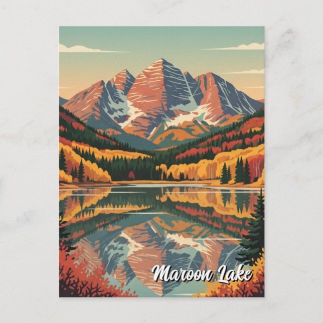 Fall in Maroon Lake Colorado Travel Postcard (Front)