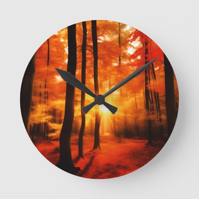 Fall in the Backwoods Round Clock (Front)