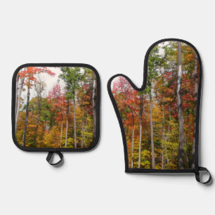 Fall in the Forest Colorful Autumn Photography Oven Mitt & Pot Holder Set