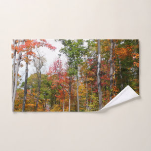 Fall in the Forest Colourful Autumn Photography Hand Towel