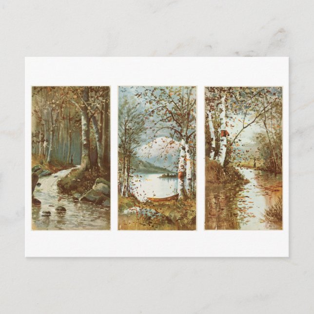 Fall in the Forest Vintage Postcard (Front)