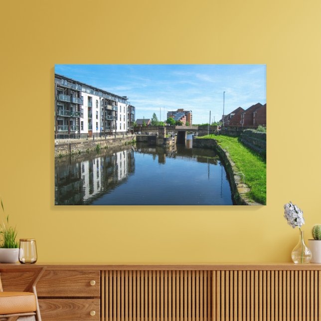 Fall Ings Lock, Wakefield Canvas Print (Insitu(LivingRoom))