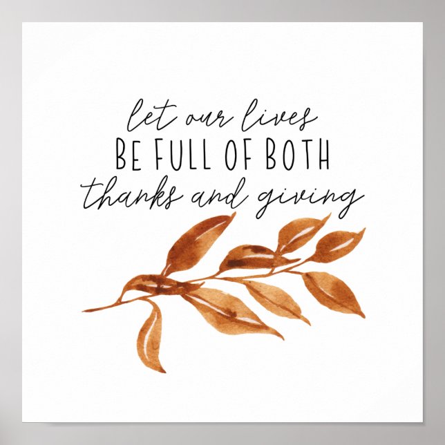 Fall Inspirational Happy Thanksgiving Poster (Front)