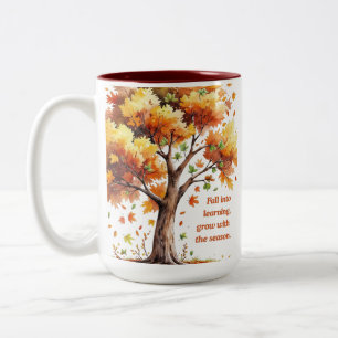 Fall Into Learning – Inspirational Autumn Two-Tone Coffee Mug