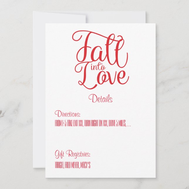 Fall Into Love Wedding Details Card (Front)