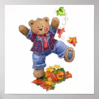 Fall is Fun Bear Poster