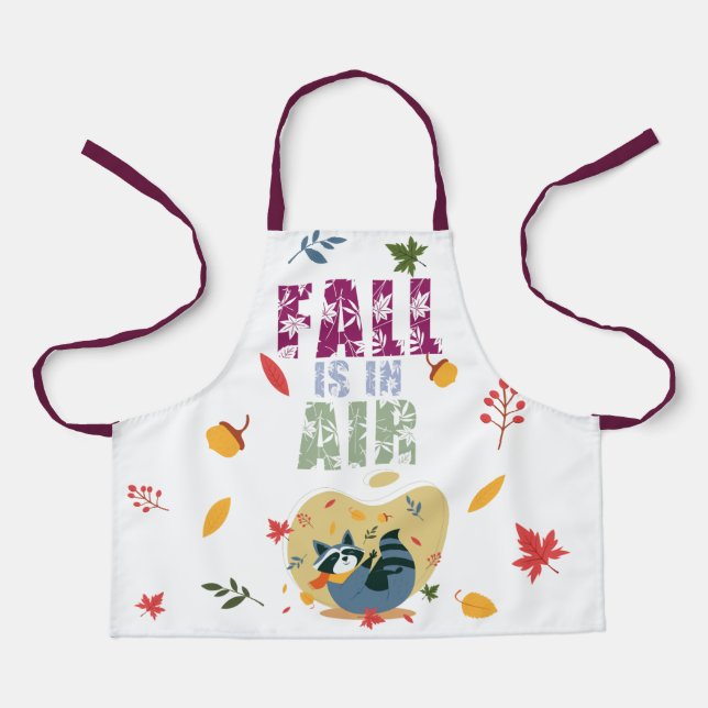Fall Is In Air With Swinging Racoon Apron (Front)