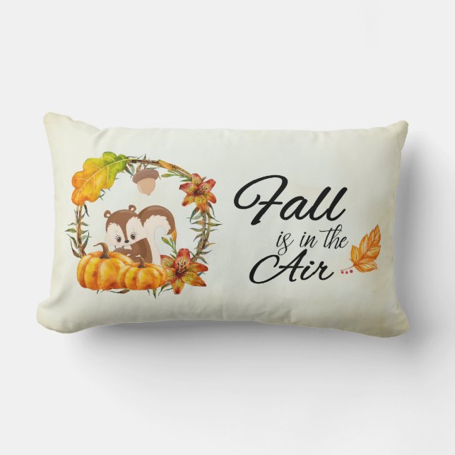 Fall is in the Air Typography with Squirrel Lumbar Cushion (Front)