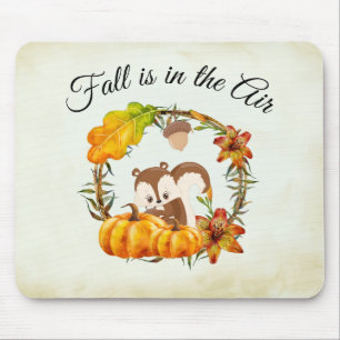 Fall is in the Air Typography with Squirrel Mouse Mat
