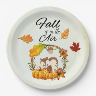 Fall is in the Air Typography with Squirrel Paper Plate