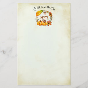 Fall is in the Air Typography with Squirrel Stationery