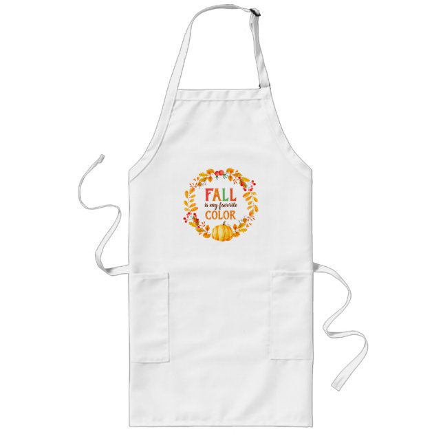 Fall is my Favourite Colour Autumn Leaves Pumpkin Long Apron (Front)