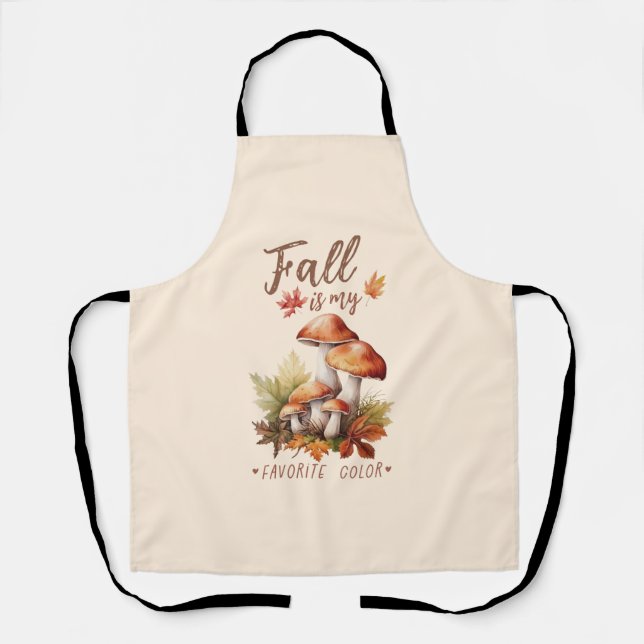 Fall Is My Favourite Colour – Mushrooms & Leaves Apron (Front)
