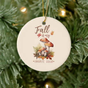 Fall Is My Favourite Colour – Mushrooms & Leaves Ceramic Tree Decoration