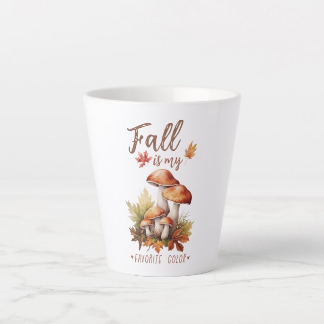 Fall Is My Favourite Colour – Mushrooms & Leaves Latte Mug (Front)