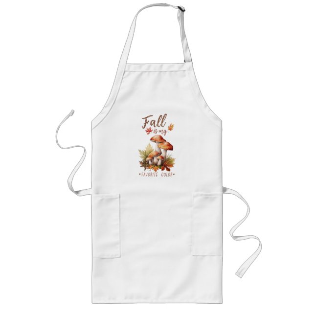 Fall Is My Favourite Colour – Mushrooms & Leaves Long Apron (Front)