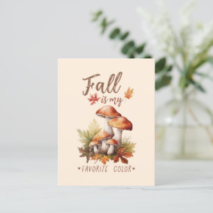 Fall Is My Favourite Colour – Mushrooms & Leaves Postcard